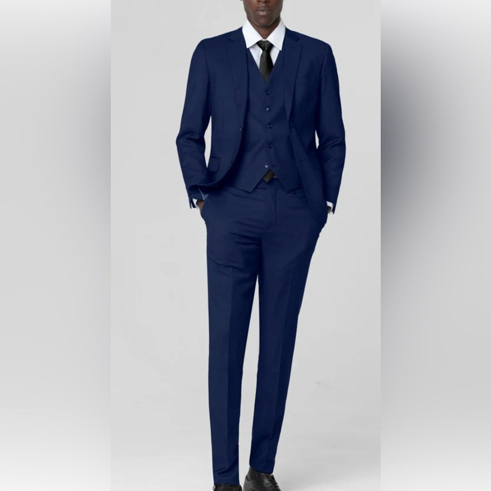 ALAIN DUPETIT royal blue three piece suit slim fit worn once